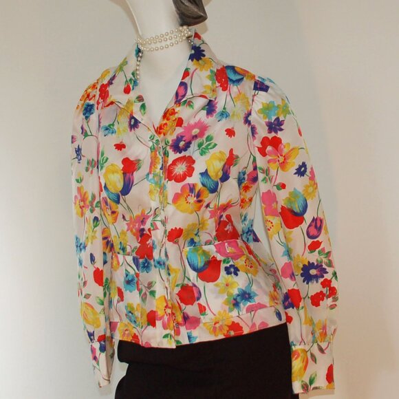 Vintage floral blouse, one of a kind, Bust 36" - Picture 2 of 4